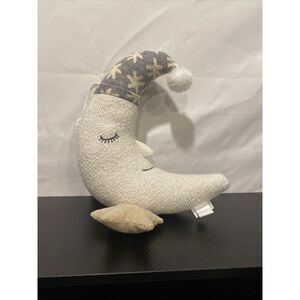 Mud Pie Moon Cloud Musical Pull Toy Plush Stuffed Baby Gray ‎ Off White Mobile